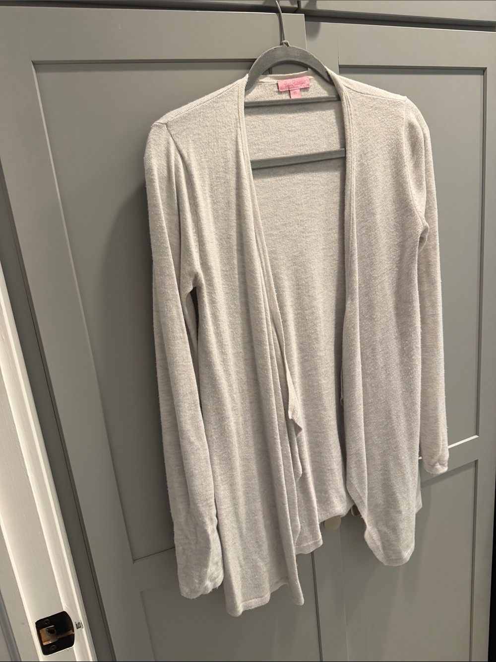 Lilly Pulitzer Light Gray Open-Front Cardigan